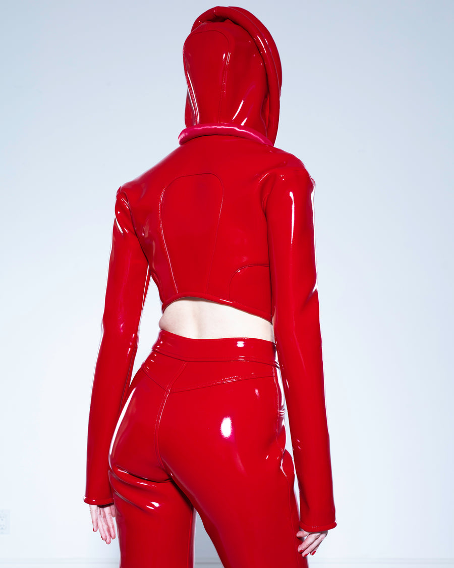 RED LIQUID FITTED JACKET